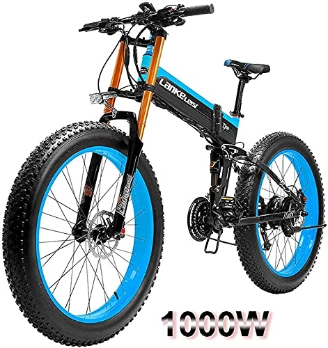 Electric Bike : CASTOR Electric Bike 1000W 26 Inch Fat Tire Electric Bicycle Mountain Beach Snow Bike for Adults bike with Removable 48V14.5A Lithium Battery