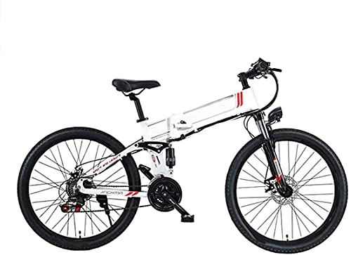 Electric Bike : CASTOR Electric Bike 26'' Electric Bike, Folding Electric Mountain Bike with 48V 10Ah LithiumIon Battery, 350 Motor Premium Full Suspension And 21 Speed Gears, Lightweight Aluminum Frame