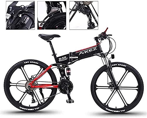 Electric Bike : CASTOR Electric Bike 26'' Electric Bike Folding Mountain Lightweight Folding bike Electric Bicycle for Adult 21 Speed Gear and Three Working Modes for Commuting & Leisure