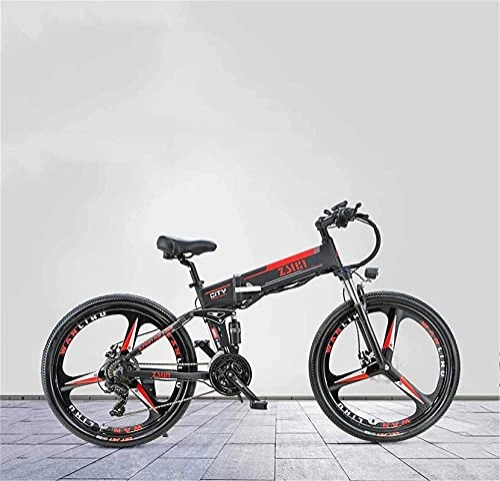 Electric Bike : CASTOR Electric Bike 26 Inch Adult Folding Electric Mountain Bike, 48V Lithium Battery, With GPS AntiTheft Positioning System Electric Bicycle, 21 Speed