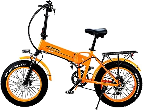 Electric Bike : CASTOR Electric Bike Beach Snow Folding Electric Bicycle 20 Inch Fat Tire 48V500W Motor 12.8AH Lithium Battery, Adult OffRoad Mountain Bike