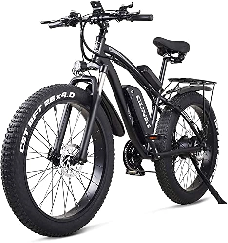 Electric Bike : CASTOR Electric Bike Bikes, Adult Electric OffRoad Bikes Fat Bike 26 4.0 Tire EBike 1000w 48V Electric Mountain Bike with Rear Seat and Removable Lithium Battery