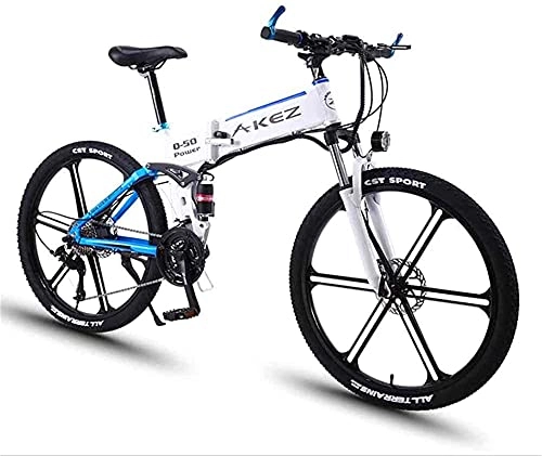 Electric Bike : CASTOR Electric Bike Electric Bicycle Aluminum Alloy Folding Lithium Battery Electric Mountain Bike 27 Speed Dual Shock Power Bicycle