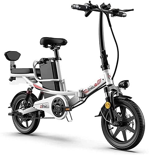 Electric Bike : CASTOR Electric Bike Electric Bike Folding 14 Inch 48V EBike for Adults, Adjustable Lightweight Magnesium Alloy Frame City Bicycle for City Commuting Outdoor Cycling Travel Work Out