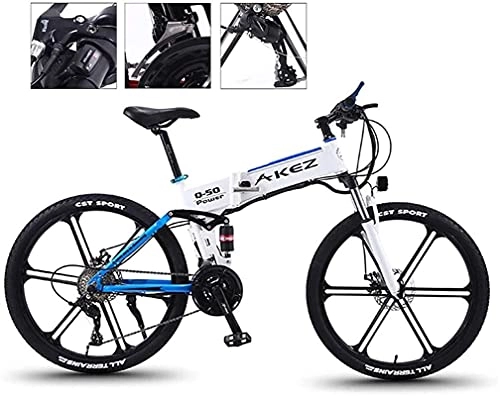 Electric Bike : CASTOR Electric Bike Electric Mountain Bike 350W 26'' Electric Folding MTB Dual Suspension Bicycle with Super Magnesium Alloy Integrated Wheel, 27 Speed Gear And Three Working Modes