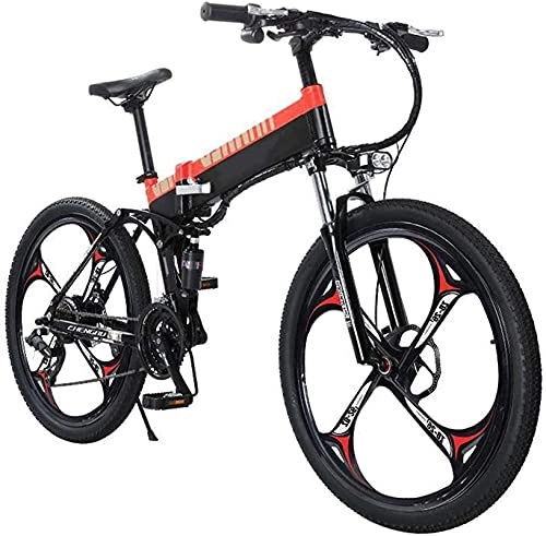 Electric Bike : CASTOR Electric Bike Electric Mountain Bike Folding bike Folding Lightweight Aluminum Alloy Electric Bicycle 400W 48V with LCD Screen, 27Speed Mountain Cycling Bicycle, for Adults City Commuting