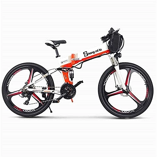 Electric Bike : CASTOR Electric Bike Fast Electric Bikes for Adults 26 inch 350W Folding Mountain Snow EBike with Super Lightweight Aluminum Alloy 6 Spokes Integrated Wheel Premium Full Suspension 21 Speed Gear
