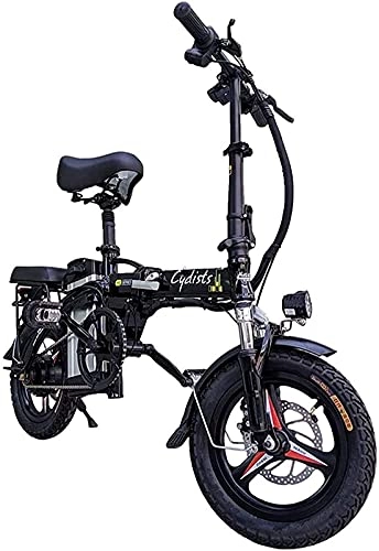 Electric Bike : CASTOR Electric Bike Fast Electric Bikes for Adults Folding Portable Bikes Detachable Lithium Battery 48V 400W Adults Double Shock Bikes with 14 inch Tire Disc Brake and Full Suspension Fork