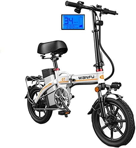 Electric Bike : CASTOR Electric Bike Fast Electric Bikes for Adults Lightweight Folding Compact bike for Commuting & Leisure 14 Inch Wheels, Rear Suspension, Pedal Assist Unisex Bicycle, 350W / 48V