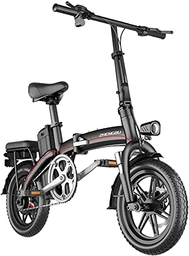 Electric Bike : CASTOR Electric Bike Fast Electric Bikes for Adults Portable Easy to Store, 14" Electric Bicycle / Commute bike with Frequency Conversion Highspeed Motor, 48V 8Ah Battery (Size : 30km)