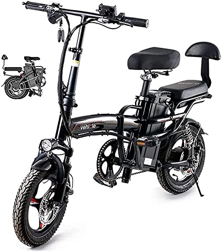 Electric Bike : CASTOR Electric Bike Folding Electric Bike 14 Inch 48V EBike City Bicycle for Adults, Adjustable Lightweight Alloy Frame Folding EBike with LCD Screen, 400W Motor