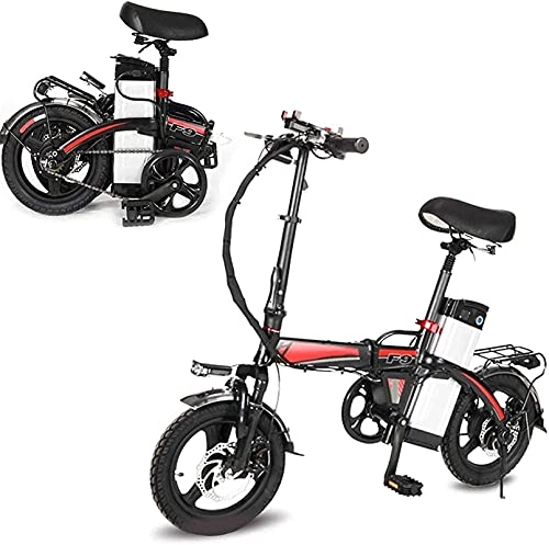 Electric Bike : CASTOR Electric Bike Lightweight Folding Bike, Pedals&Power Assist Electric Bike, 14 Inch Tire Electric Bicycle with 360W Motor 14AH Removable Lithium Battery, bike for Adults