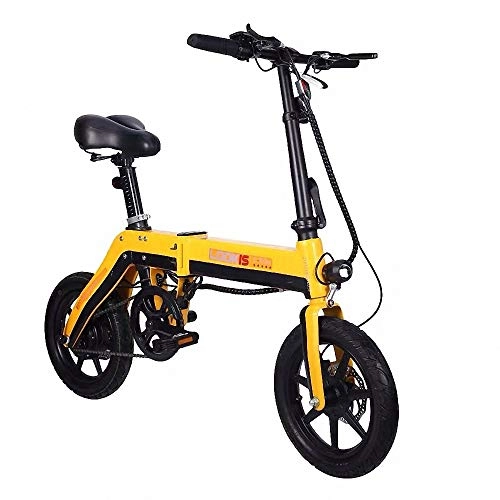Electric Bike : CBA BING Outdoor Electric Adult Folding Travel Electricr Bicycle, with Removable Large Capacity Lithium-Ion Battery, Three Working Modes and LCD, Yellow