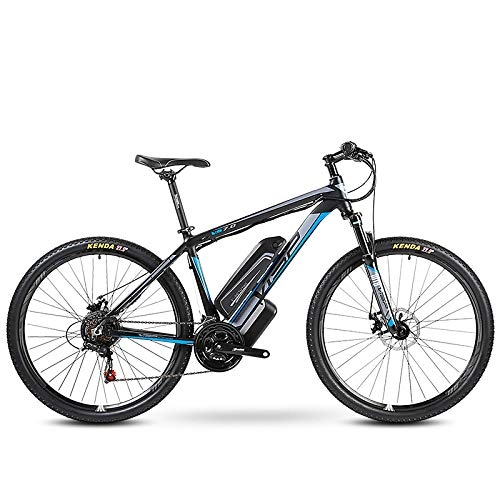 Electric Bike : CCDD Electric Mountain Bike, 7.0 Rear Drive 48V 10AH Electric Mountain Bike 27-speed Dual Disc Brake 27.5 Inch 26 Inch Bicycle, Black-blue-27.5 * 15.5inches