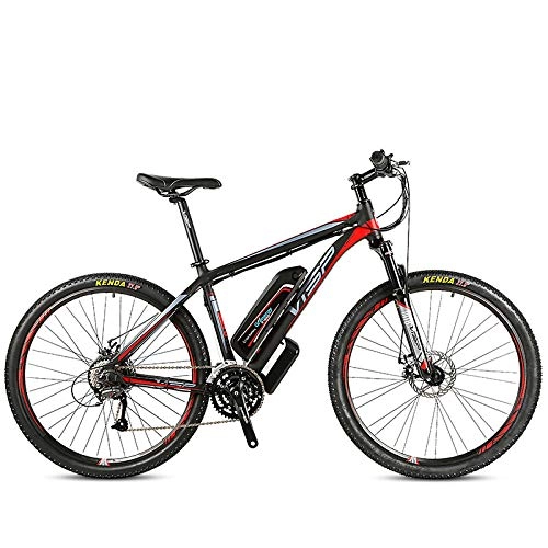Electric Bike : CCDD Electric Mountain Bike, 7.0 Rear Drive 48V 10AH Electric Mountain Bike 27-speed Dual Disc Brake 27.5 Inch 26 Inch Bicycle, Black-red-26 * 15.5inches