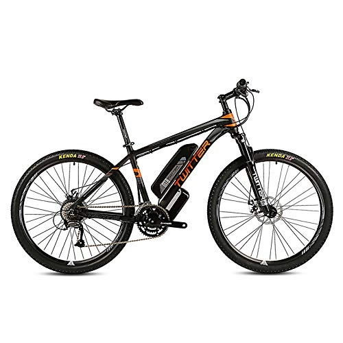 Electric Bike : CCDD Electric Mountain Bike, Disc Brake 27 Speed 27.5 Inches 26 Inch GRENERGY Lithium Battery 36V 10AH Rear Mountain Bike, Black-orange-26 * 15.5in
