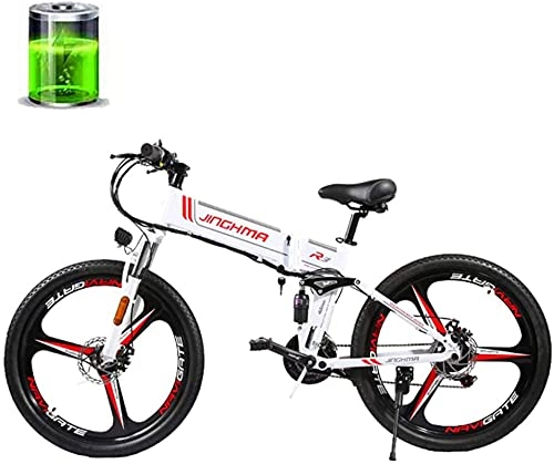 Electric Bike : CCLLA 26''Electric Mountain Bike, 48V350W High-Speed Motor / 12.8AH Lithium Battery, Dual-Disc Full Suspension Soft Tail Bike, Adult Male and Female Off-Road