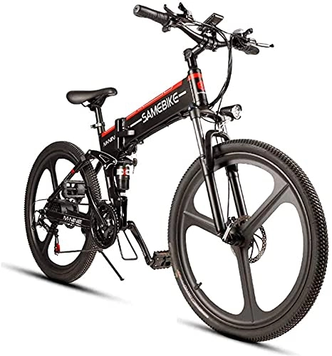 Electric Bike : CCLLA 26'' Folding Electric Mountain Bike with 350W Motor 48V 10.4Ah Lithium-Ion Battery - 21 Speed Shift Assisted E-Bike for Adults Men Women