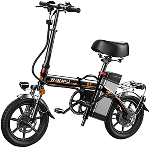 Electric Bike : CCLLA Fast Electric Bikes for Adults 14 inch Wheels Aluminum Alloy Frame Portable Folding Electric Bicycle Safety for Adult with Removable 48V Lithium-Ion Battery Powerful Brushless Motor
