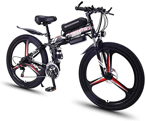 Electric Bike : CCLLA Steel Frame Folding Electric Bicycle Adult Mountain Bike 36v 13a 22mph 350w Automatic Headlight Professional 21 Speed Gears Foldable Bicycle Suitable for Travel and Leisure Activities, Black ZD