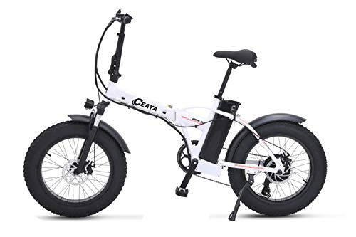 Electric Bike : Ceaya Electric Bike, 20 Inch Folding Electric bike, Electric Mountain Bike with Rear Seat, 48V 15AH Lithium Battery and Disc Brake, All Terrain