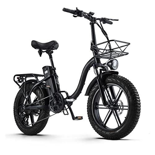 Electric Bike : CEAYA Electric Bikes 20IN Folding Electric Bicycle For Adults Ebike 48V 20AH With LCD-Display, Shimano 8 Speed Gears, Hydraulic Brakes, Fat Tires, Front Basket, Rear Rack