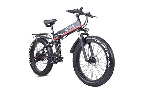 Electric Bike : Ceaya Electric Bikes, Aluminum Alloy Ebikes Bicycles All Terrain, 26" 48V 12.8Ah 1000W Removable Lithium-Ion Battery Mountain Ebike for Mens