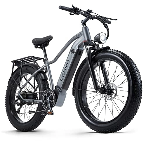 Electric Bike : CEAYA Electric Bikes for Adults E bike 26IN, 4.0" Fat Tire Ebike, 48V18AH Removable Massive Battery, Shimano 8-Speed Snow Beach Mountain E-Bike