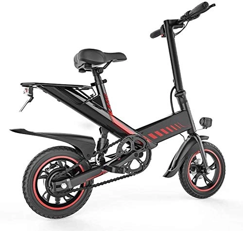 Electric Bike : CEXTT Smart E 36V 7.5Ah 350W aluminum bicycle rear suspension mini foldable electric bicycle 14 three colors (Color : Black 12 Inch)