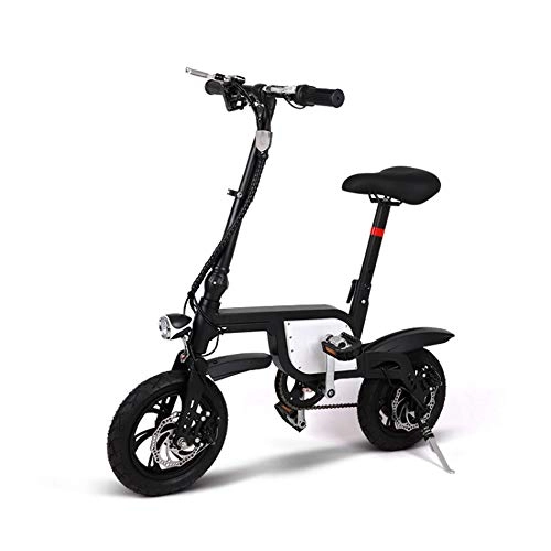 Electric Bike : CHCH Disc Folding Electric Bike - Portable, Easy To Store in Caravans, Car Homes, Boats. Rechargeable Lithium-Ion Battery And Silent Motor, Black