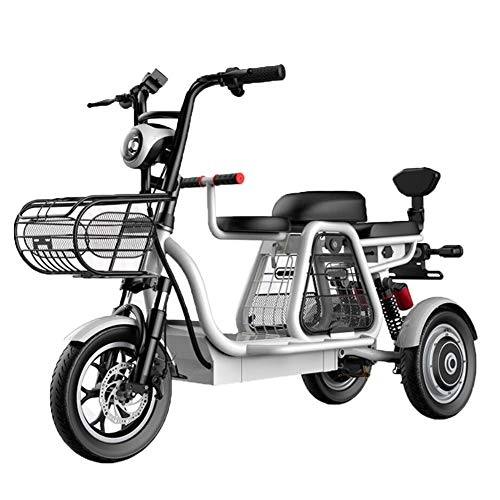 Electric Bike : CHEER.COM 3 Wheel Electric Bikes For Adult 500W Mountain Electric Scooter 48V15AH 12Inch Electric Bicycle With Electric Lock Fast Battery Charger For Home Shopping Use, White