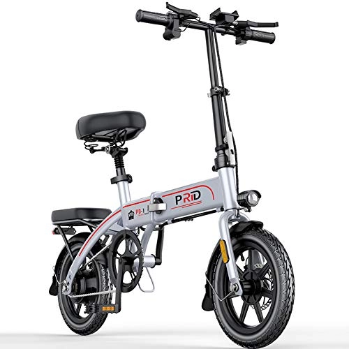 Electric Bike : CHEER.COM Electric Bike 36V Removable Lithium Battery 14 Inch Wheels LED Battery Light Silent Motor Folding Portable Lightweight With USB Charging Port For Adult, 45to55KM-White