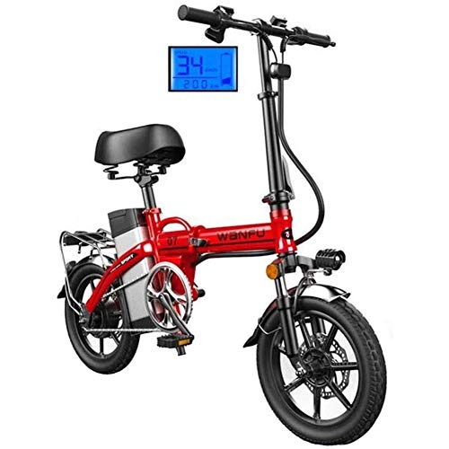 Electric Bike : CHEER.COM Electric Bikes 14 Inch Wheels Aluminum Alloy Frame Portable Folding Electric Bicycle Safety For Adult With Removable 48V Lithium-Ion Battery Powerful Brushless Motor, 45to70KM Red