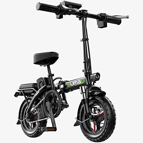 Electric Bike : CHEER.COM Folding Electric Bicycles 14 Inches Wheel High-carbon Steel Frame With Removable 36V Lithium-Ion Battery Portable Lightweight Electric Bike Three Riding Modes For Adult, Black-140to300KM