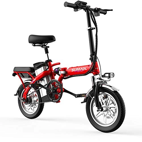 Electric Bike : CHEER.COM Folding Lightweight Electric Bike 8 Inch Wheels Portable Ebike With Pedal Power Assist Aluminum Electric Bicycle Max Speed Up To 30 Mph, 30to60Km-Red