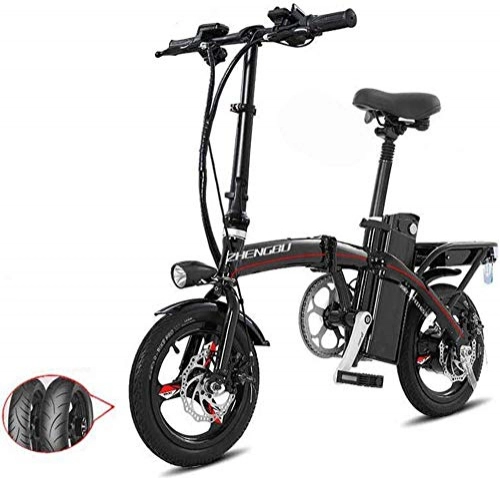 Electric Bike : CHEER.COM Lightweight And Aluminum Folding E-Bike With Pedals Power Assist And 48V Lithium Ion Battery Electric Bike With 14 Inch Wheels And 400W Hub Motor, 40to60KM Black