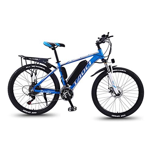 Electric Bike : CHR Electric Bikes For Adult, 36V 350W Removable Lithium-Ion Battery Mountain Ebike Magnesium Alloy Ebikes Bicycles All Terrain, Blue-8AH50km
