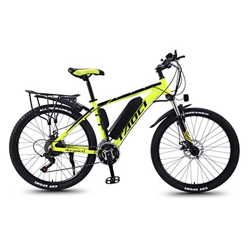 Electric Bike : CHR Magnesium Alloy Ebikes Bicycles 26 Inch Electric Bikes For Adult, 36V 350W Removable Lithium-Ion Battery Mountain Ebike, Yellow-10AH70km