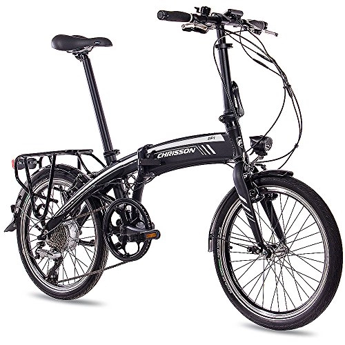 Electric Bike : CHRISSON '20Inch Folding Bike Folding City Bike E-bike EF12018with 8G Acera & Bafang 8, 7ah Samsung Cell Matte Black