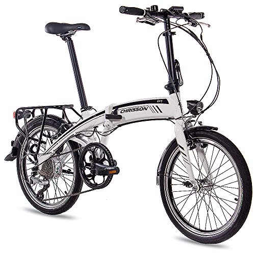 Electric Bike : CHRISSON '20Zoll / E-Bike / Folding Bike City Bike EF12018with 8G Acera & Bafang Generation 2with 8, 7ah Samsung Cell White