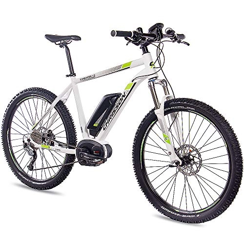 Electric Bike : Chrisson 27.5 Inch E-Bike Mountain Bike Bosch E-Mounter 1.0 White 52 cm Electric Bicycle Pedelec for Men and Women with Bosch Motor Performance Line 250 W, 63 Nm - Intuvia Computer and 4 Driving Modes