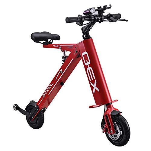 Electric Bike : CHTOYS Classic Lightweight Aluminum Folding eBike, Electric Bicycle with High-Torque 250W Motor and Dual Disc Brakes, 20 Mile Range, Collapsible Frame, Red