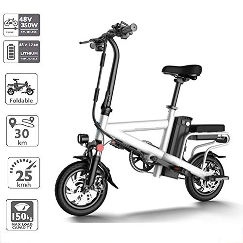 Electric Bike : CHTOYS Folding Electric Bike 350W Lightweight E-Bike Mini Electric Bicycle Scooter Max Speed Up to 25 KM / H with 20 Mile Range, White