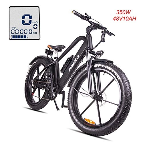 Electric Bike : CHXIAN 26" Electric Fat Tire Bike, Mens 26 Inch Electric Mountain Bike 6-Speed Shimano Transmission System with LCD Display Instrument 3 Riding Modes