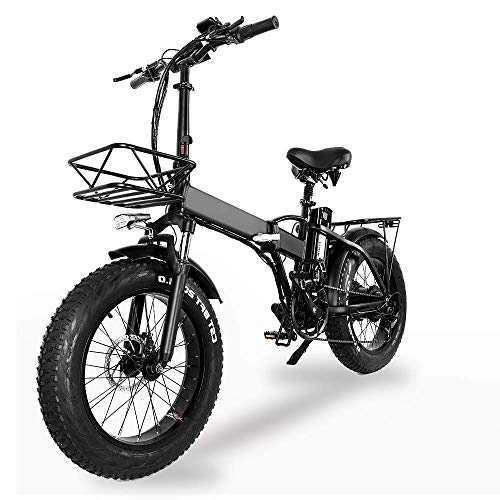 Electric Bike : CJH Bicycle, Bike, Electric Bicycle, Unisex Foldable Bicycle 500W*48V*15Ah 20 inch Fat Tire Road Ebike 7 Speed, Suitable for City, Mountain, Snow, Beach, Steep Slope