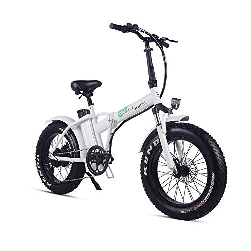 Electric Bike : CJH Bicycle, Bike, Folding Electric Bike 500W E-Bike 20" 4.0 Fat Tyre 48V 15Ah Battery LCD Display with 5 Levels Pas Speed Used in Cities, Mountains, Snow, and Steep Slopes(Black), White