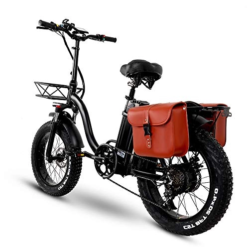 Electric Bike : CMACEWHEEL Y20 Folding Electric Snow Bike, 750W Motor, 48V 20Ah Battery, 20 Inch Mountain Bike Fat Bike, Pedal Assist E-bike with Basket (20Ah + Bag)