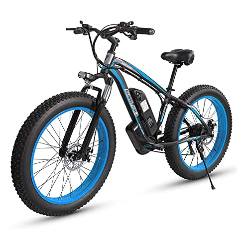 Electric Bike : CN Cover Adult electric bicycle, 4.0 fat fetal bicycle / 1000W 48V super high power electric bicycle, detachable lithium battery and battery charger, three working modes, Blue