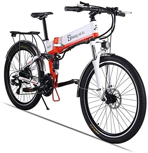 Electric Bike : CNRRT Electric bicycle - the foldable portable electric bicycles, to the suspension before work and leisure, neutral assisted bicycle pedal, 350W / 48V (orange (500W)) (Color : -, Size : -)