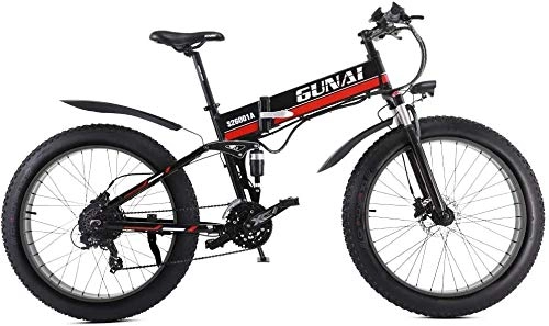 Electric Bike : CNRRT Electric snow bike 48V 1000W 26 inch thick electric bicycle tire, and a rear seat with a movable suspension of lithium batteries (Color : -, Size : -)